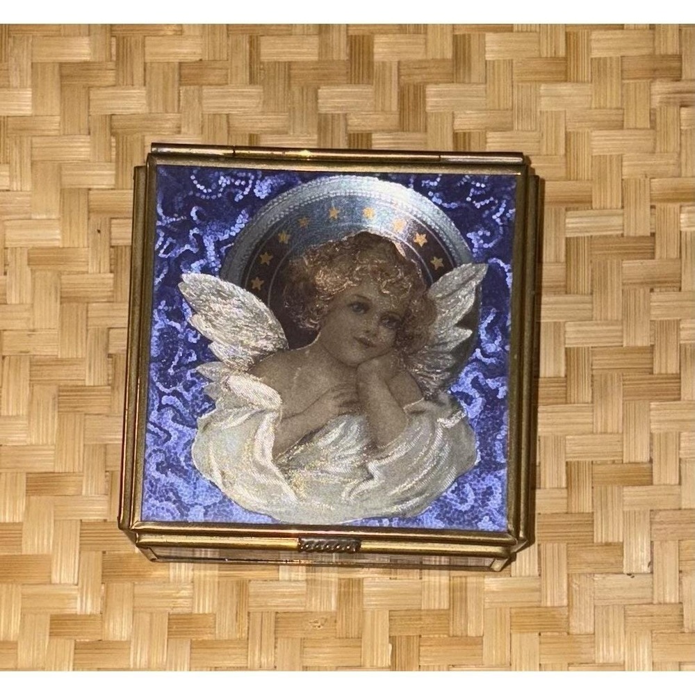 Vtg Cherub Angel Trinket Jewelry Box Thomas Cathey Collection 1993 Enesco